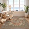 thumbnail image 3 of Design&I 8'x10' Washable Area Rug Snag-Free Bordered Symmetry Distressed Scroll Border Vintage Boho Ornate Playful for Dining Room, Large Office, Lounge, 3 of 7