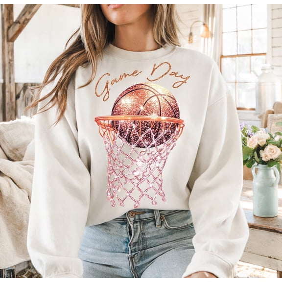 Basketball Mama Sweatshirt, Coquette Game Day Shirt, Retro Basketball Mom Crewneck, Sports Fan Gift for Women