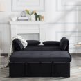 thumbnail image 3 of Gewnee 46" Convertible Sleeper Sofa Bed Velvet Futon Couch,Pull-Out Bed,Modern Loveseat for Living Room,Apartment,Small Space ( Black), 3 of 17