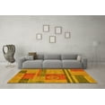 thumbnail image 3 of Ahgly Company Machine Washable Indoor Round Abstract Yellow Modern Area Rugs, 5' Round, 3 of 4