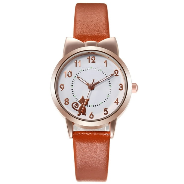 Heiheiup With Leather Dial Band Fashion Gift Watch Quartz Sleek Watch ...