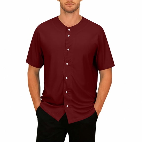 Ohufall Beach Vacation Shirts for Men Summer Short Sleeve Shirts Big And Tall Mens Solid Casual Button Work Tops