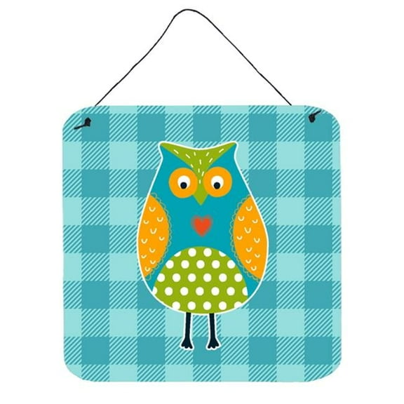 Owl on Blue Plaid Wall or Door Hanging Prints