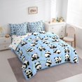 thumbnail image 2 of Manfei Kawaii Panda Queen Bedding, Cartoon Animals Bedding Comforter Set Queen, Light Blue, Polkadot Reversible, 7-Piece, 2 of 6