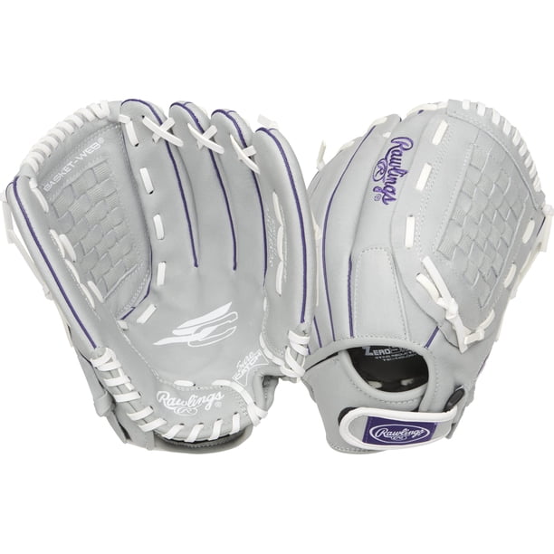 Guantes de softball Rawlings Sure Catch Series, 12.5 pulgadas, morado/gris