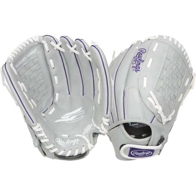 Guantes de softball Rawlings Sure Catch Series, 12.5 pulgadas, morado/gris