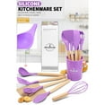 thumbnail image 4 of 12-Piece Non-Stick Pan Safe Kitchen Utensil Set with Wooden Handles - Heat-Resistant, BPA-Free, Dishwasher Safe Cooking Tools for Baking & Frying, 4 of 7