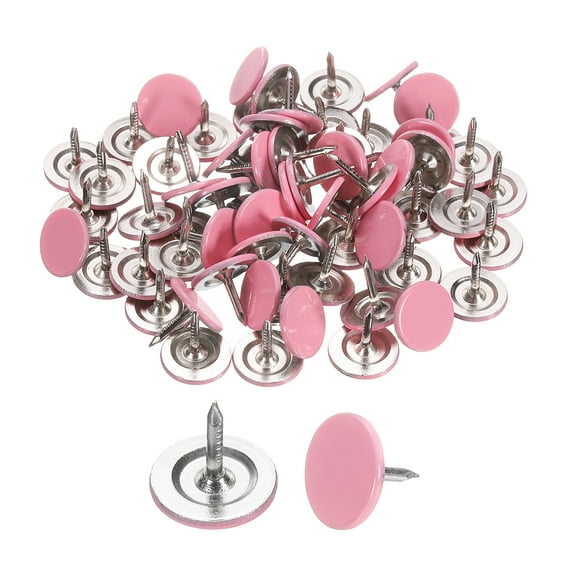 60Pack Upholstery Tacks, 11mmx10mm Flat Head Thumb Tack, Pink