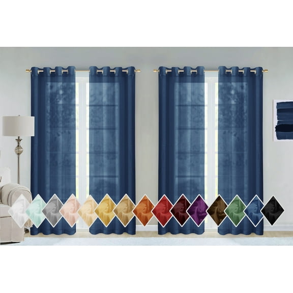 Dainty Home Malibu Textured Semi-Sheer Linen Look Grommet Top Curtain Set Of 4, 54" x 84" each (Covers Two Windows)