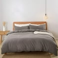thumbnail image 2 of MarCielo Cotton Duvet Cover Set 3 Piece 100% Washed Cotton Duvet Cover 1 Duvet Cover + 2 Pillowcases Solid (Light Grey, Queen), 2 of 6