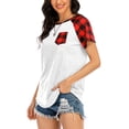 thumbnail image 4 of UKAP Women Buffalo Plaid T Shirt Top Short Sleeve Crewneck Pocket Blouse Classic-Fit Vintage Fashion Blouse Irregular Hem White M, 4 of 5