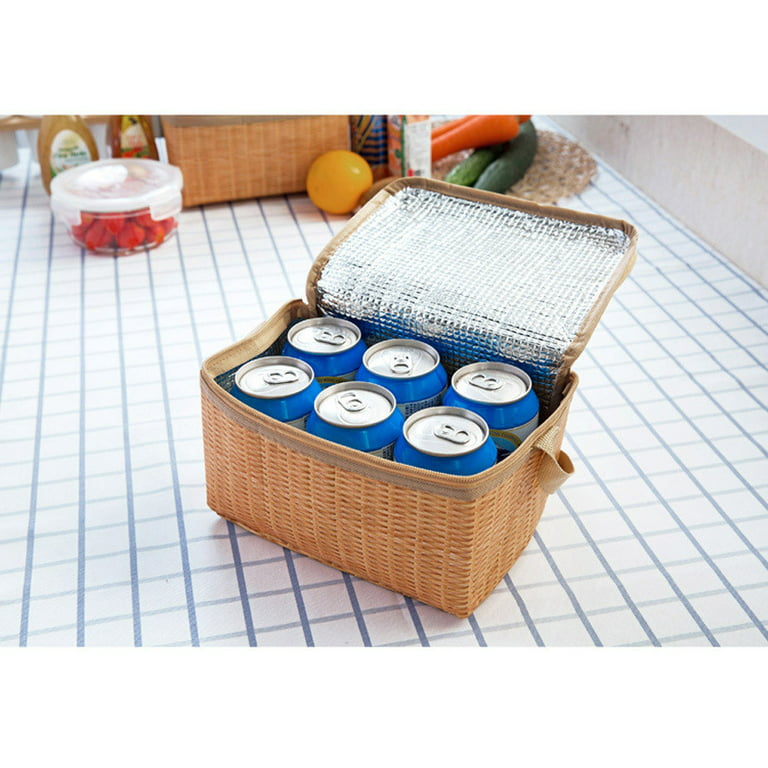 Flat Rectangle Small Lunch Box Portable Bag Cooler Thermal Meal Prep  Container Thick Insulated Food Bags for Women Men Kids Work