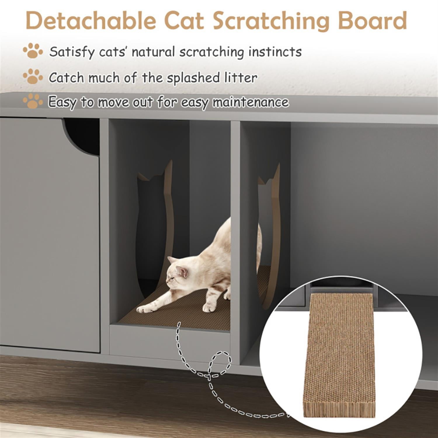 Kadyn 40" Cat Litter Box Enclosure Furniture with Scratching Board, Hidden Litter Box for Cats, Cat House Furniture for Side Table or Nightstand, Gray