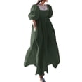 thumbnail image 5 of ZANZEA Women Square Neck Vintage Cuffs Puff Sleeve Elastic Maxi Dress, 5 of 13
