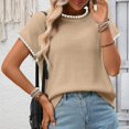 thumbnail image 5 of Women's Ribbed Sweater Crew Neck Short Sleeve Loose Fit Knit Pullover Tops 2026 Spring Summer Trendy Casual Clothes, 5 of 7