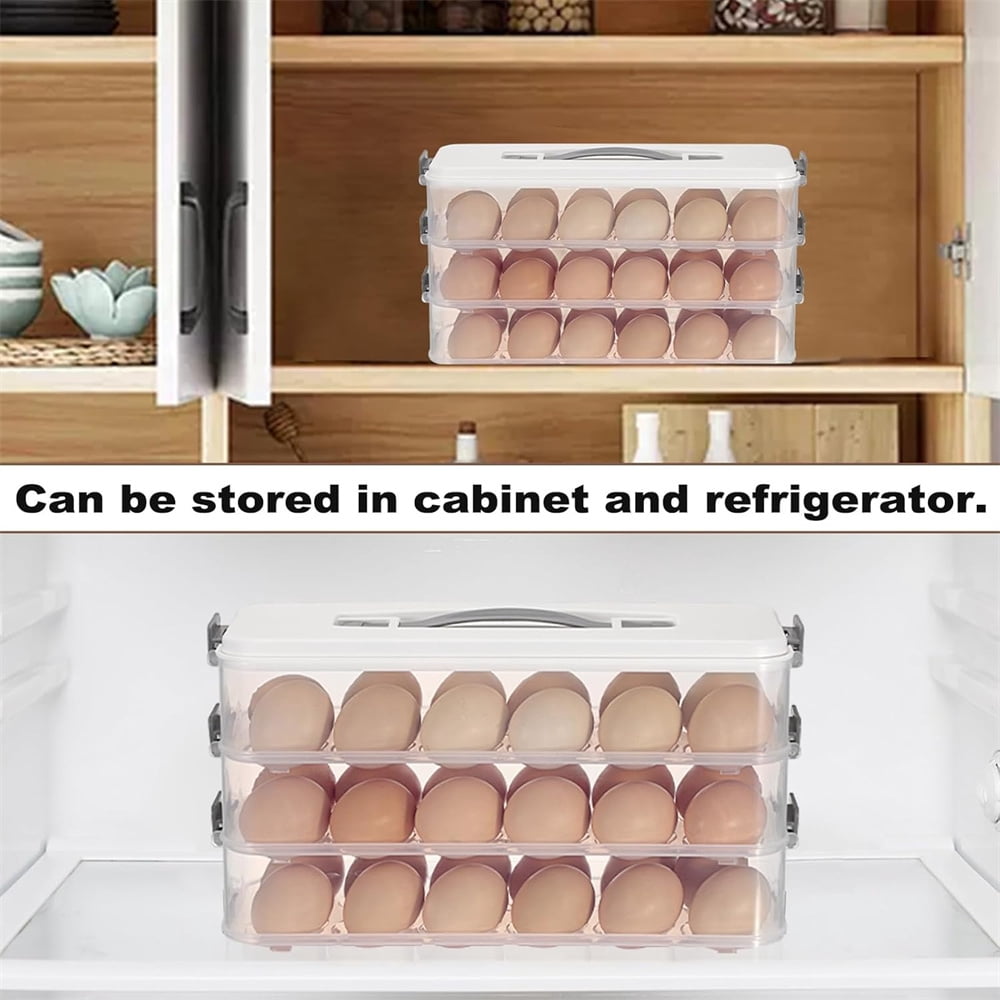 Heyingu 1Pcs Deviled Egg Containers with Lid 2 Layer Egg Carrier Box Dispenser Container with Handle for Refrigerator Pantry Travel(12.2 x 4.92 Inch)