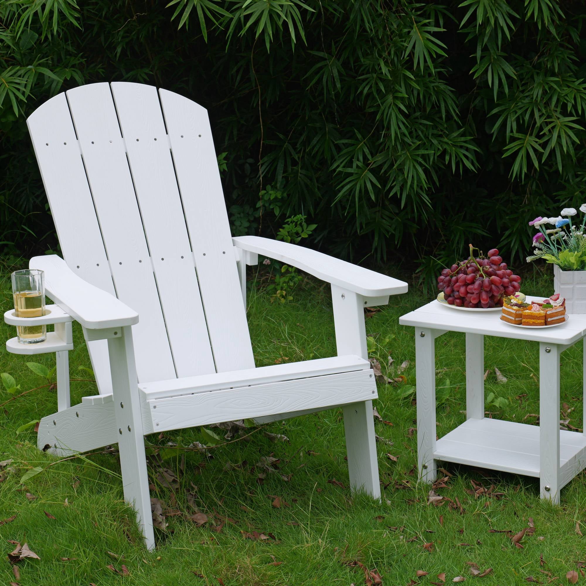 Outdoor Lounge Chair with Cup Holder, Comfort Relax Recliner for Patio Garden Leisure Gathering Backyard Rest Time, Teak