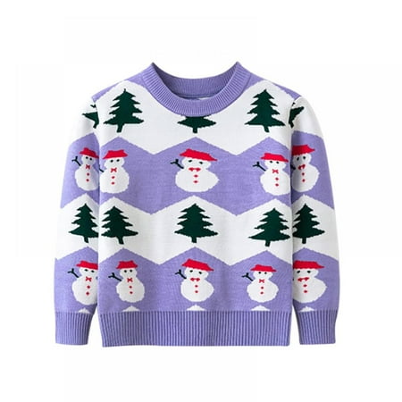 

BULLPIANO 1-6 Years Toddler Kids Baby Girl Christmas Sweater Crewneck Knit Cute Sweaters Pullover Sweatshirt Top Fall Winter Clothes