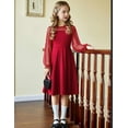 thumbnail image 3 of Arshiner Girls Polka Dot Mesh A-Line Dress Youth Long Sleeve Formal Party Dress with Side Pockets, 3 of 9