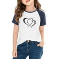 thumbnail image 2 of FAWUUDO Kids Boys Girls Valentines Day Print Raglan Sleeve Short Sleeve T Shirt Casual Graphic Tee Romantic Holiday Gift Top Navy 9-10 Years, 2 of 9