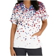 thumbnail image 3 of Gamivast Scrubs for Women Patriotic Flag Print Short Sleeve Nursing Scrubs V-Neck Moisture Wicking Quick-Dry Scrub Tops Pocket Modern Fit Workwear, 3 of 5