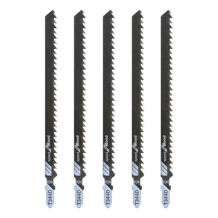 Jig Saw Blades Set for Wood T Shank 6” Length 4mm Pitch High Carbon Steel T344D Fast Cut Plywood Hardwood PVC