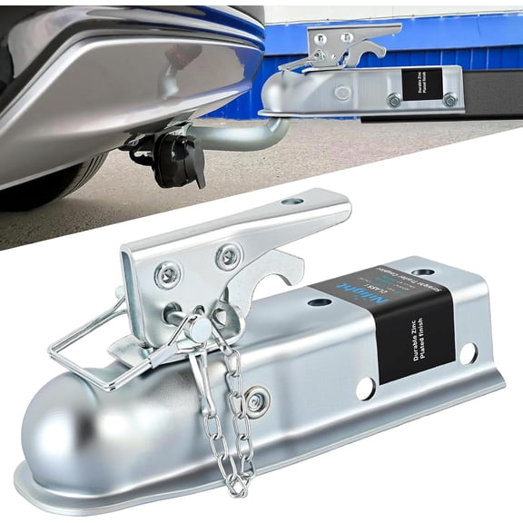Nilight Straight Trailer Coupler with Security Latch&Chain for 1-7/8 Inch Hitch Ball,2-Inch Channel,2000 LBS, Heavy Duty Trailler Tongue Coupler for Station Wagon,Truck,Bolted & welded installation