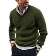 Frontwalk Men's Slim Fit Cable Knit Sweater V Neck Knitwear Sweaters