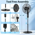 thumbnail image 5 of 2Pack 16" Pedestal Fan with Remote, 3-Speed Oscillating Fan, Adjustable Height and Tilt, 40"- 46" Electric Cooling Portable Fan for Home Office Bedroom Use, 5 of 10