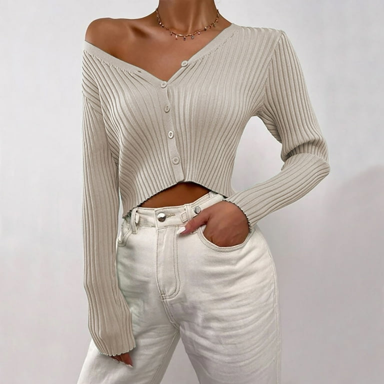 Cream crop top sweater discount