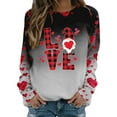 thumbnail image 1 of Bmisegm Mode Femme Saint-Valentin Imprimé Col Rond Chandail en Molleton Ajusté Chandail Manches Longues Chemises d'Entraînement Ample Blouse Décontractée pour Femmes Gris Foncé TTG, 1 of 5