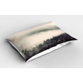 thumbnail image 2 of Ambesonne Fog Pillow Sham 2 Pack, Evergreen Trees Mountain Slopes, 36"x20", Reseda Green Dark Green, 2 of 3