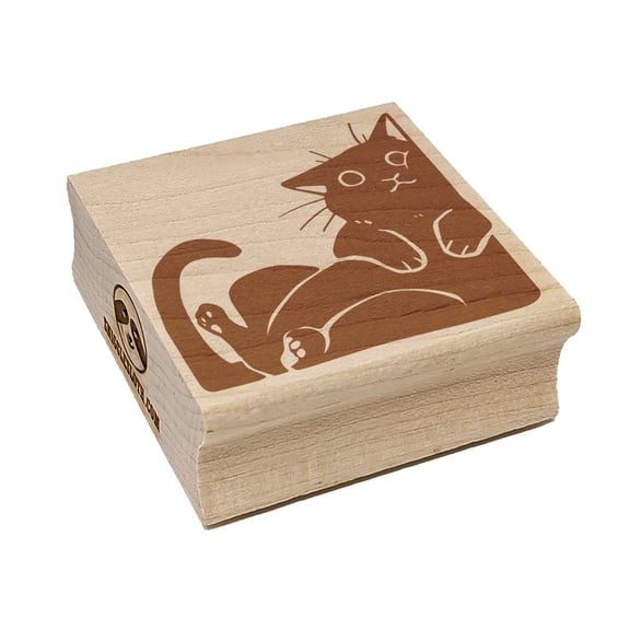Corner Cat Decorative Border Square Rubber Stamp Stamping Scrapbooking Crafting - Small 1.25in