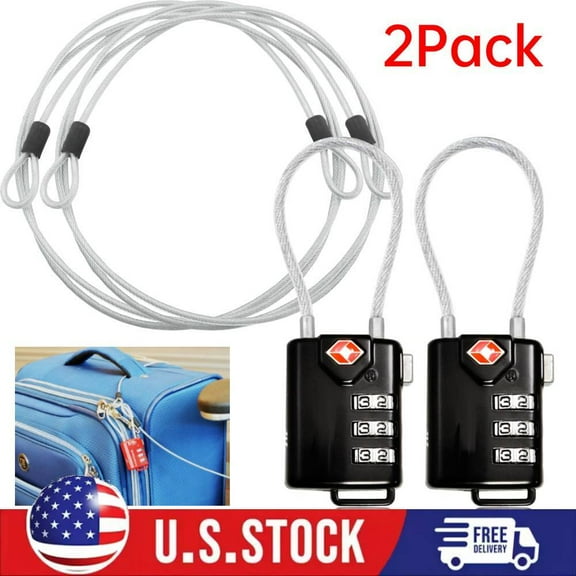 2Pack TSA Approved Luggage Locks, Combination Travel Padlock, 3-Digit Waterproof