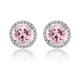 thumbnail image 1 of Pendientes de Botón de 1,25 Quilates con Halo de Turmalina Rosa de Talla Redonda con Piedra Natal de Octubre en Oro Blanco de 18 K sobre Plata JeenMata, 1 of 5