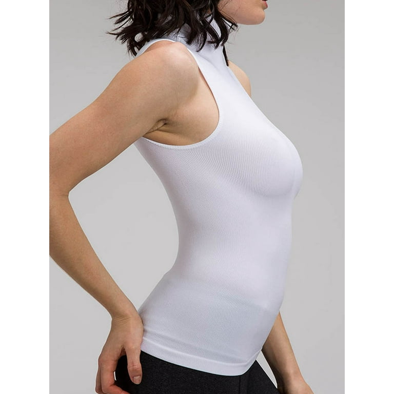 Women Sleeveless Mock Neck Turtleneck Body Shaping Tank Top All Ribbed  Shirts Medium Large X-Large Plus Size