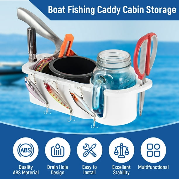 Boat Storage Organizer Fishing Parts Universal Stable Double Deep with  Drainage Cup Holder Boat Seat Storage for Bass Boat Fishing Black 