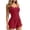 Red, variant on Womens Pajama Set Pointelle Knit Spaghetti Strap Cami Top with Shorts Ruffle Hem Sleepwear