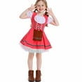 thumbnail image 1 of Huvoen Robe de Bal à Manches Courtes Oktoberfest pour Filles, Col Rond, Smockée, à Nouer, Ligne A, Volants, Fluide, Halloween, Rose P, 1 of 7