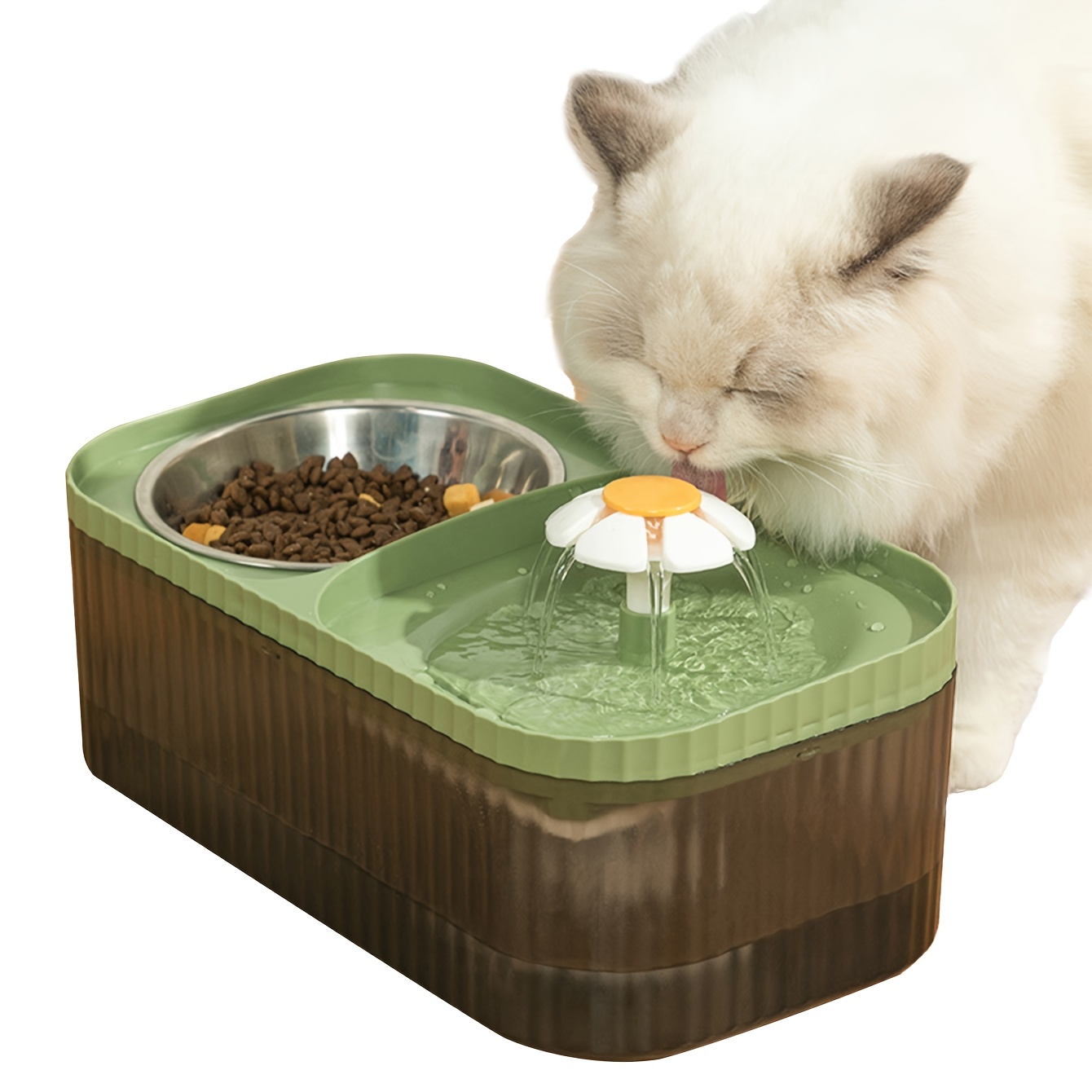 [1pc Automatic Cat Water Fountain] 1pc Automatic Cat Water Fountain With Stainless Steel Food Bowl, Elevated Cat Food And Water Feeder For Indoor Cats