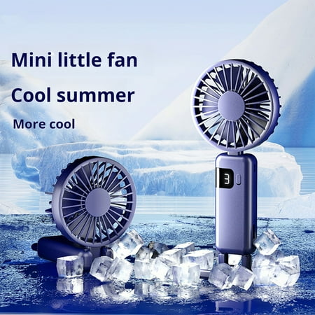 

NIBOLOG Portable Handheld Fan USB Rechargeable 1200mAh Battery Operated 90-degree Foldable Desk Fan with LED Display 5 Speeds Wind HandHeld Fan for Travel Sports Indoor Outdoor