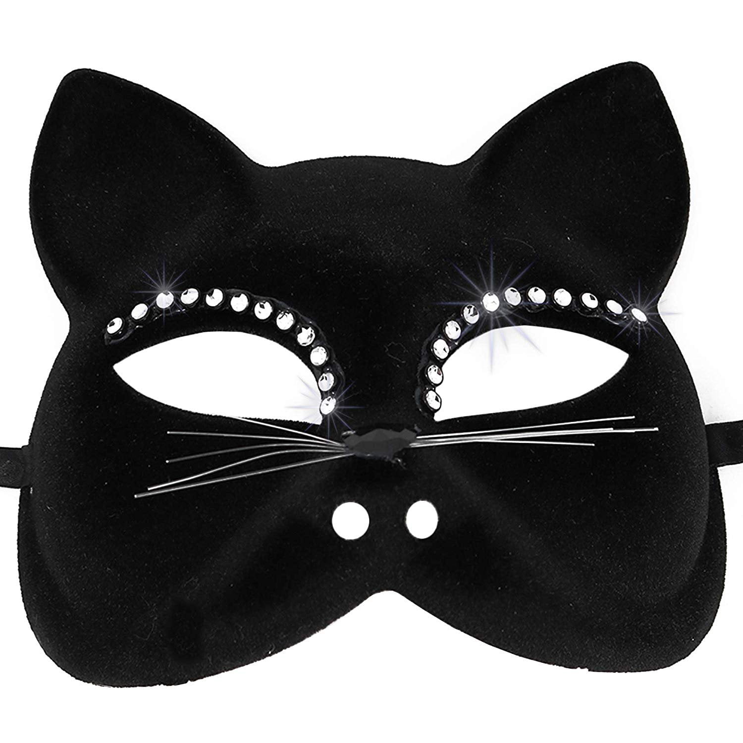 Skeleteen Black Cat Mask Masquerade Costume Half Face Eye