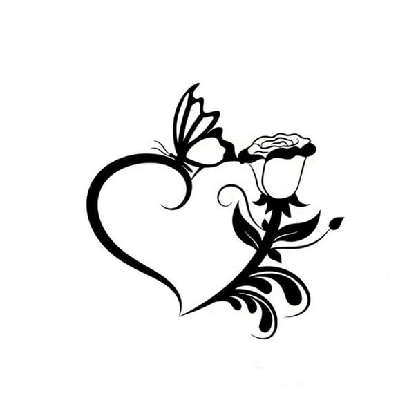 11.81×11.51 Inches Crafts Heart Metal Wall Art Decor,Unique Heart Rose Sign Wall Art, Butterfly Wall Hanging Geometric Ornaments For LOVER's Gifts