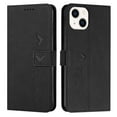 thumbnail image 2 of Feishell for iPhone 14 (6.1 inch) Wallet Case,for Women Men,Love Heart Pattern Embossed Plain PU Leather Magnetic Clasp Credit Card Slots Folio Flip Kickstand Phone Cover,Black, 2 of 11