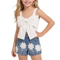 thumbnail image 2 of Amidoa Girls 2 Piece Outfits Summer Clothes Cute Tank Top Sleeveless Solid Color T-Shirt and Casual Shorts Kids Clothing Sets White Size 6, 2 of 9