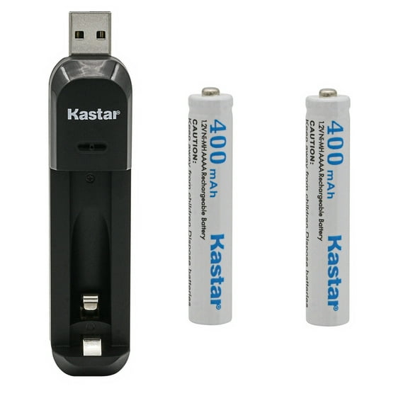 Kastar 2 Pcs AAAA 1.2V 400mAh Battery and USB Charger Replacement for Active Stylus Pen, Surface Pen Battery, Surface Pro 3/4 Pen, Digital Pen MS Surface Pen, Dell Digital Stylus, Bamboo Ink Pen