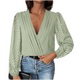 thumbnail image 2 of Vmvidoty Women's Solid Color V-Neck Pleated Lace Long Sleeved Jumpsuit Mint Green S( Women's or Women's Plus ), 2 of 4