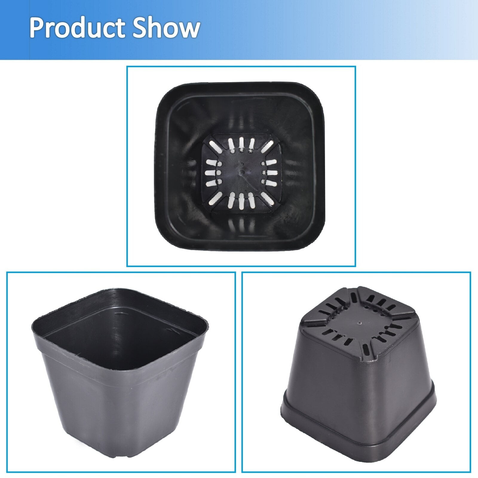 100pcs Bulk Pack 4x4 inch Square Plastic Seedling Pots for