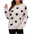 thumbnail image 2 of CALAFEBILA Knit Winter Sweaters for Women Heart Print Crew Neck Valentine's Day Pullover Sweater Fashion Casual Fall Long Sleeve Tops, 2 of 5