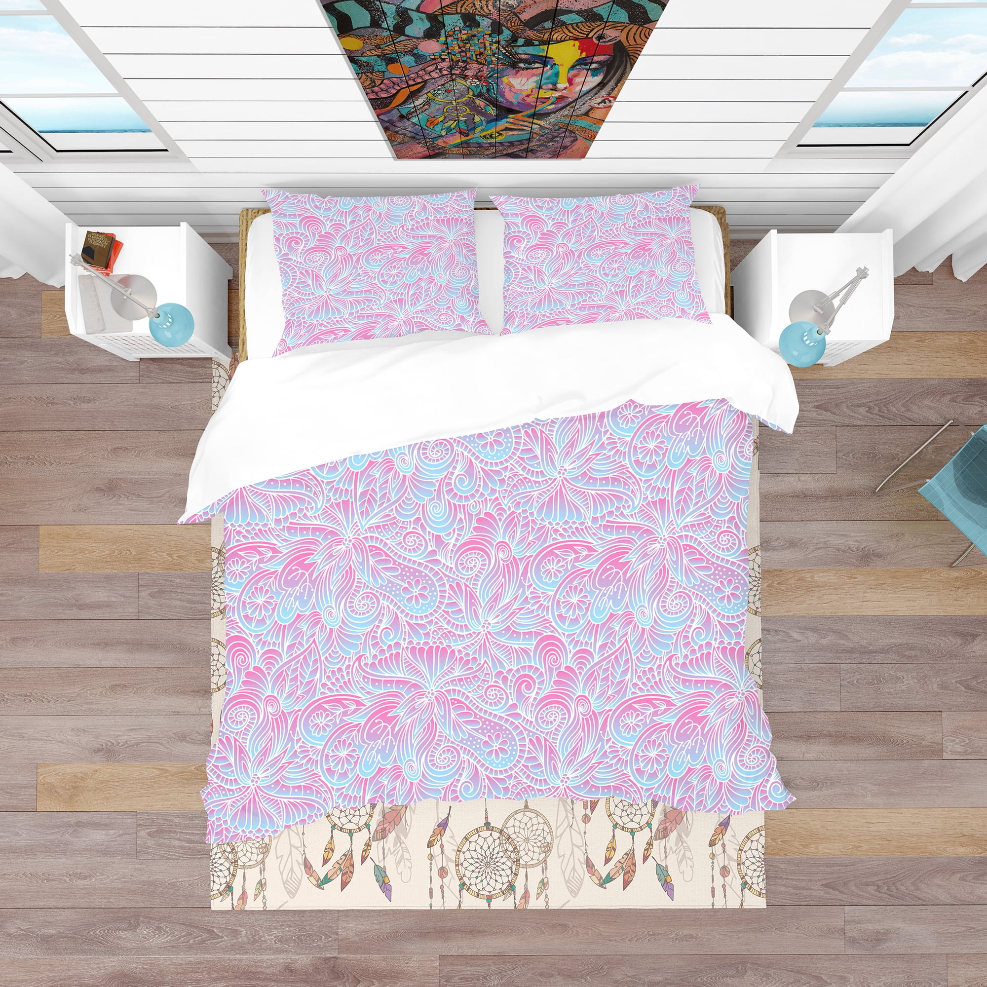 Designart 'Wavy Gradient Pattern' Bohemian & Eclectic Duvet Cover Set